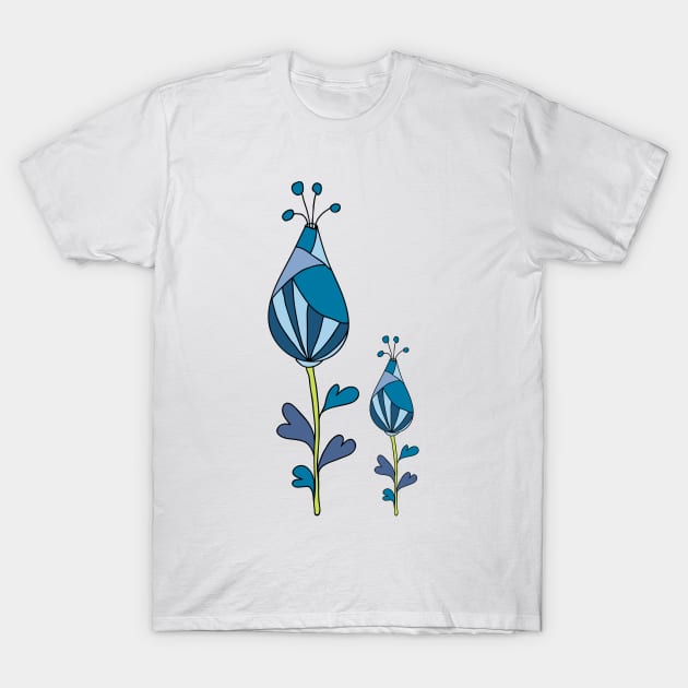 blue decorative flowers T-Shirt by lisenok